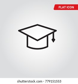 Graduate Cap Flat Icon Vector