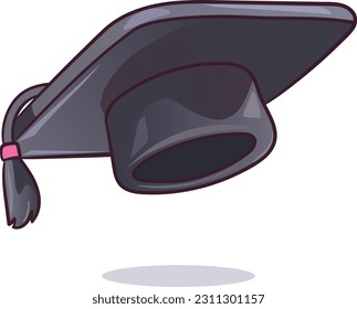 Graduate cap, graduation celebration isolated illustration. Flat cartoon style vector icon.