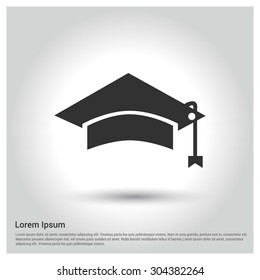graduate cap icon. Circle concept Shadow web buttons. vector illustration. Flat design style