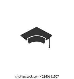 Graduate cap icon flat logo. Vector