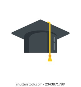 Graduate cap icon flat vector. Diploma hat. University student isolated