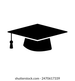 Graduate cap icon. Graduation hat, flat style. Vector illustration