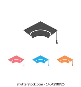 Graduate cap icon set logo. Vector