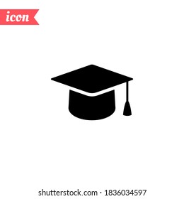 Graduate cap icon. Vector illustration EPS 10.
