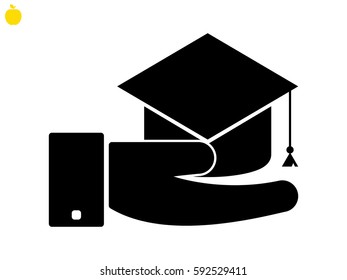 graduate cap, icon, vector illustration eps10