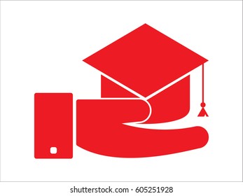 graduate cap, icon, vector illustration eps10