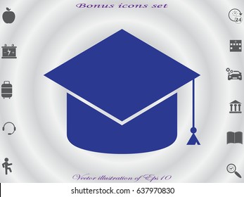 graduate cap, icon, vector illustration eps10