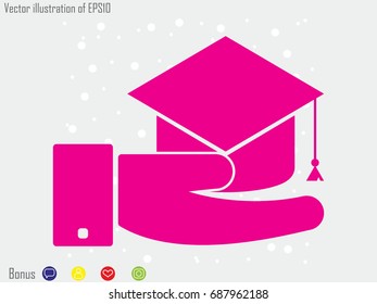 graduate cap, icon, vector illustration eps10