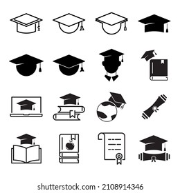 graduate cap icons  symbol vector elements for infographic web