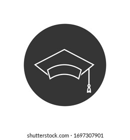 Graduate cap line icon logo. Vector