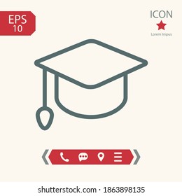 graduate cap line icon, outline vector illustration.