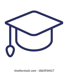 graduate cap line icon, outline vector illustration.