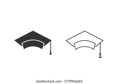 Logo del conjunto de iconos de la línea de cierre de grado. Vector