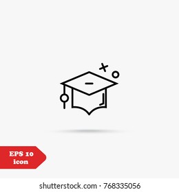 graduate cap line icon vector