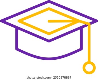 Graduate Cap Line Two Color Vector Icon Design