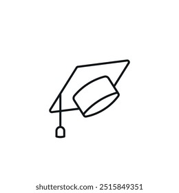 Graduate cap linear icon. Line customizable illustration. Contour symbol. Vector isolated outline drawing. Editable stroke