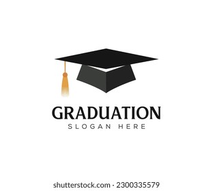 Graduate cap logo design flat style on white background