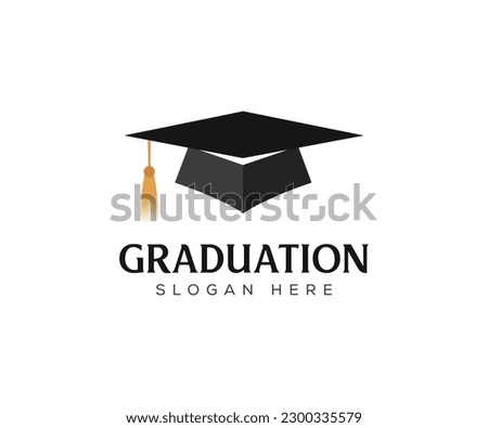 Graduate cap logo design flat style on white background