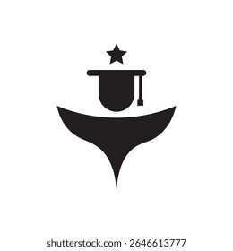 Graduate cap marker icon. Education icon with a graduation cap on a location pin, for academic destinations.