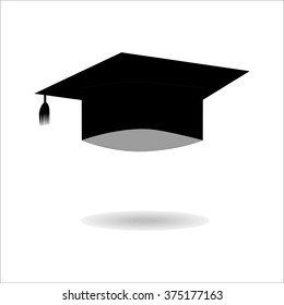 Graduate cap on white background. Icon.  Student hat. Vector illustration.