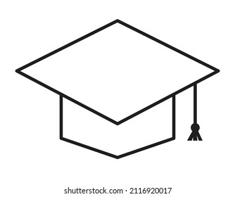 graduate cap, outline style, vector illustration 