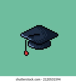 graduate cap in pixel art style