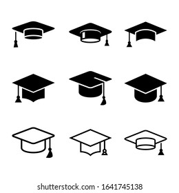 Graduate Cap Set Icon Template Illustration Design