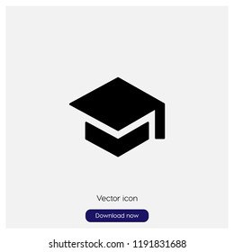 Graduate cap sign icon in trendy flat style isolated on grey background, modern symbol vector illustration for web