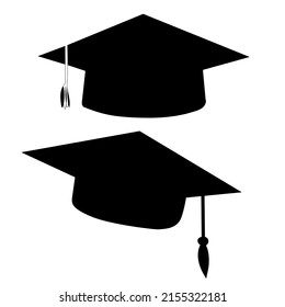 Graduate Cap Silhouette On White Background Stock Vector (Royalty Free ...