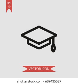 Graduate cap vector icon, illustration symbol