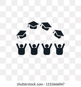 Graduate cap vector icon isolated on transparent background, Graduate cap logo concept