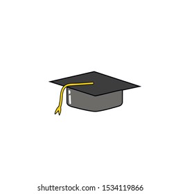 Graduate caps and confetti on a white background. 