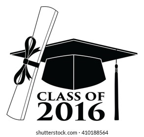 Graduate - Class of 2016 is an illustration of a design that shows your pride as a graduate of the class of 2016. Includes a cap, text and diploma. Great for t-shirt designs.