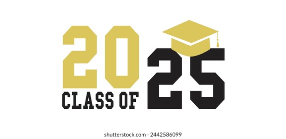 Graduate class of 2025 Vector on transparent background