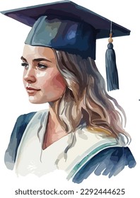 
Graduate clipart, isolated vector illustration.