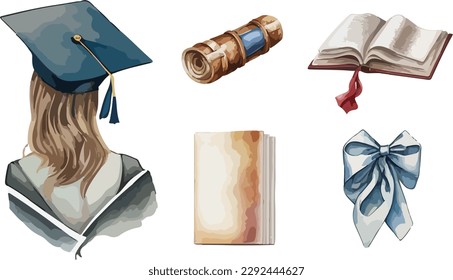 
Graduate clipart, isolated vector illustration.