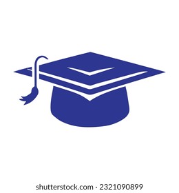 Graduate college, high school or university cap isolated on white background. Vector ceremony hat Black educational student cap icon.