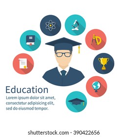 Graduate concept. Vector illustration flat design style. School, university.