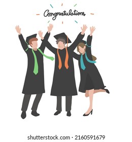 Graduate congratulation students cartoon vector illustration