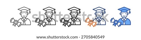 Graduate Different Set Vector icon