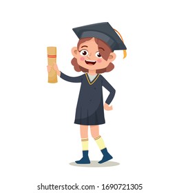 
graduate with a diploma in a graduation hat vector illustration