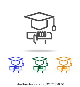 graduate diploma and hat icons. Element of edecation for mobile concept and web apps. Thin line  icon for website design and development, app development. Premium multicolor icons on white background