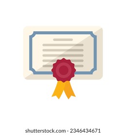 Graduate diploma icon flat vector. Exam study. Cap thesis isolated