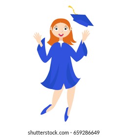 A graduate with a diploma. Vector Flat Illustration