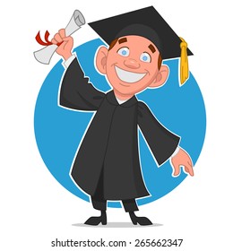 A graduate with a diploma. Vector illustration.