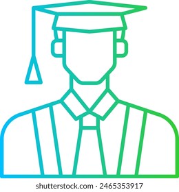 Graduate diversity people icon with blue and green gradient outline style. college, cap, university, school, graduation, education, student. Vector Illustration