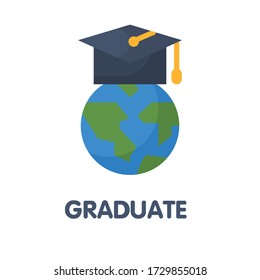 Graduate education flat style icon design  illustration on white background eps.10