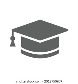 Graduate, education icon. Gray vector graphics.