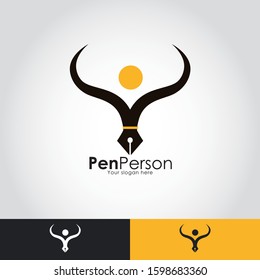 Graduate, Education logo icon design template elements. Pen logo