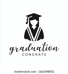Graduate Education Logo Illustration Vector Sign Premium Quality